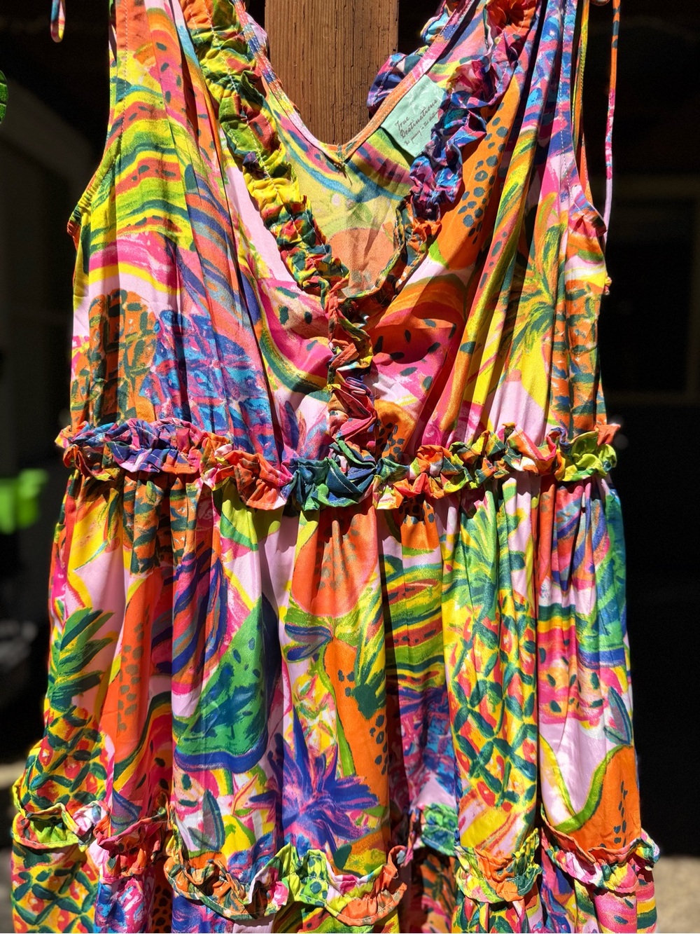 Vibrant Multicolor Ruffle Mini Dress - Picture 3 of 9